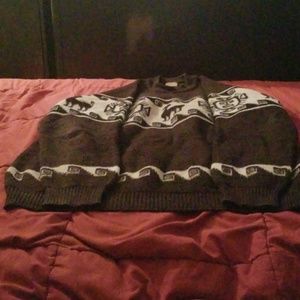 MEN'S XL BROWN 100% WOOL XMAS SWEATER ARTESANTAS!!